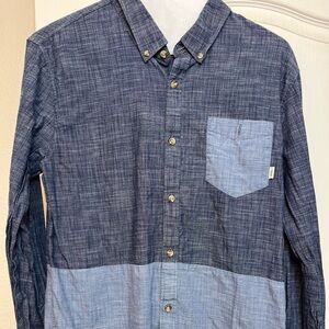 Vans Men's Two-Tone Blue Button Down Shirt